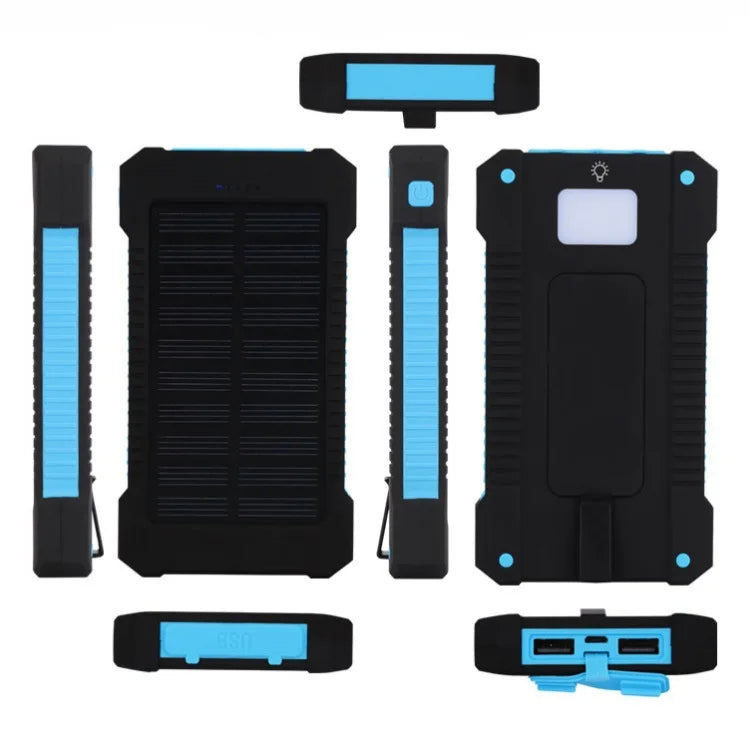 DAWEIKALA Solar Power Bank Specifications: Li-polymer battery, 100000mAh capacity, DC output, CE & RoHS certified.