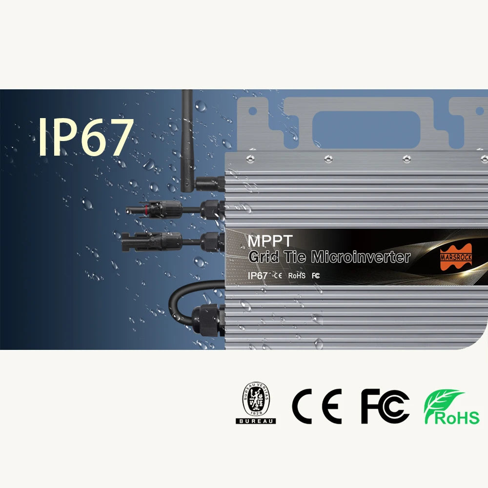 800W Grid Tie Micro Inverter, Waterproof solar micro inverter with WiFi, suitable for 20-60VDC panels and 80-260VAC grid connections.