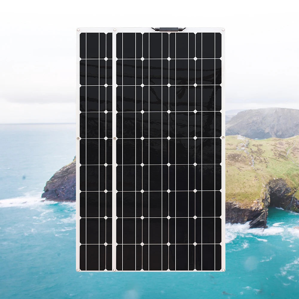 Flexible solar panel for powering small devices and appliances.
