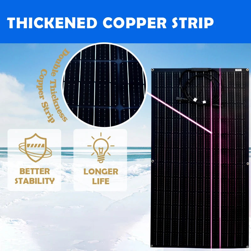 Solar Panel, Thickened copper strip design ensures better long-term stability and lifespan.