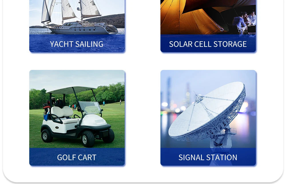 Powerful energy storage for golf carts, RVs, boats, and solar systems.