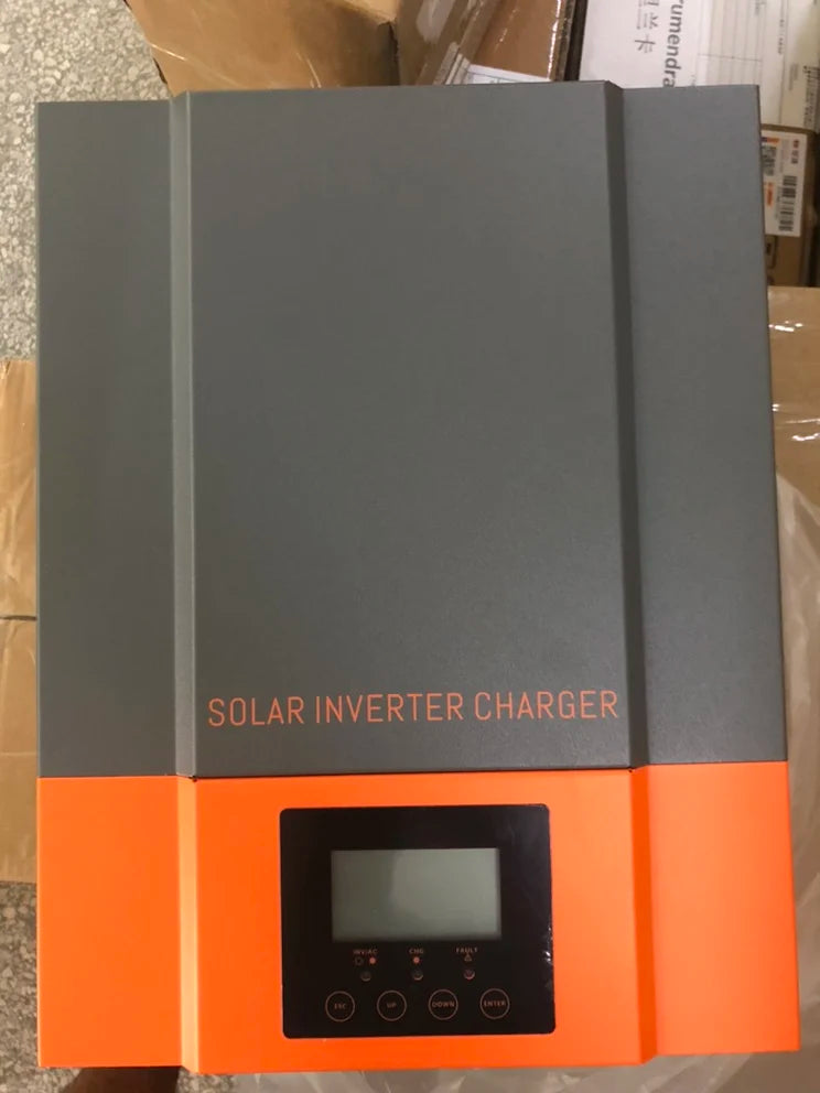PowMr Hybrid Solar Inverter, Charges 12V/24V batteries with pure sine wave output for various battery types.