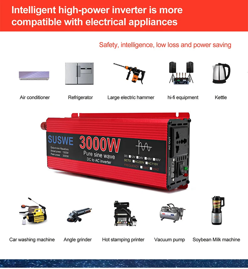 Pure Sine Wave Inverter, High-power inverter for various appliances with pure sine wave output and versatile DC-AC conversion.