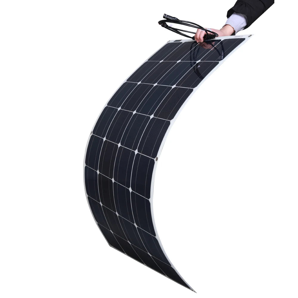 Monocrystalline silicon solar panel with 100W power output and 18V voltage rating.