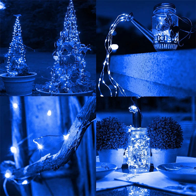 4 Pack Led Solar Fairy Light, Solar-powered fairy lights ideal for outdoor use at gardens and parties.