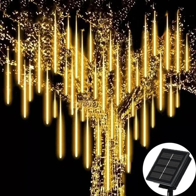 Outdoor Solar Meteor Shower Christmas Light, String lights with LED solar power, perfect for outdoor decoration and ambiance.