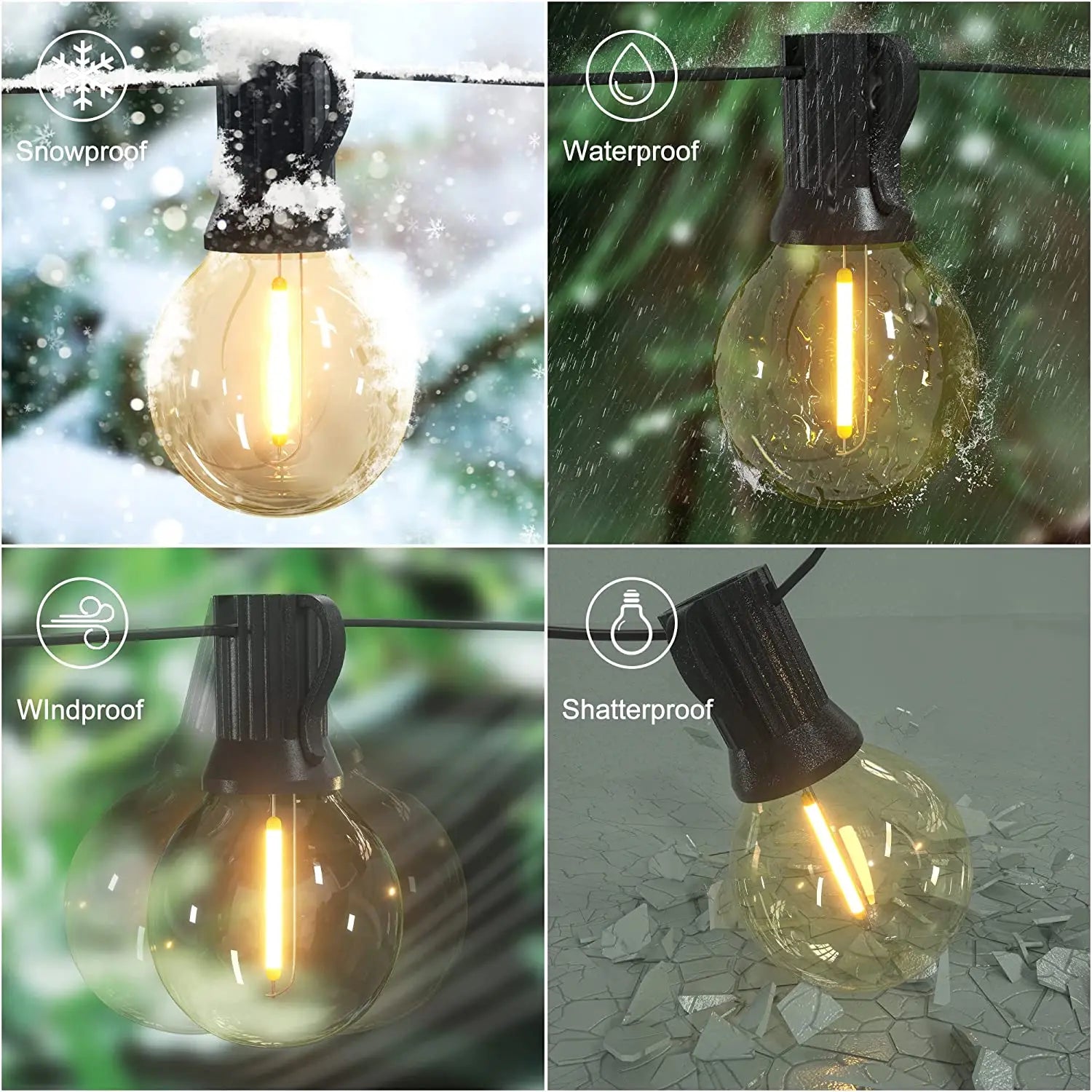 Solar Led Light, Waterproof, windproof, shatterproof - perfect for outdoor use in snowy conditions.