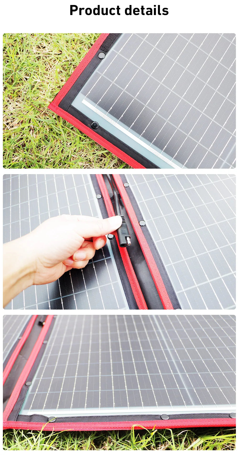 DOKIO 18V 100W 300W Portable Ffolding Solar Panel, Portable, foldable solar panel for camping, hiking, and emergency power backup.
