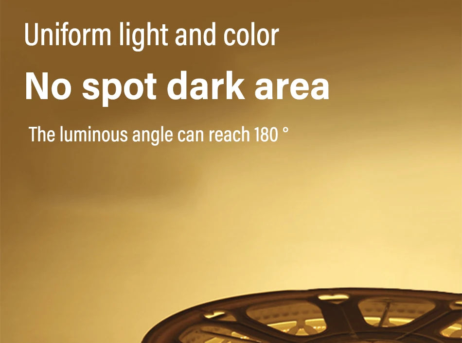 Uniform lighting with even illumination and no hotspots, reaching 180 degrees.