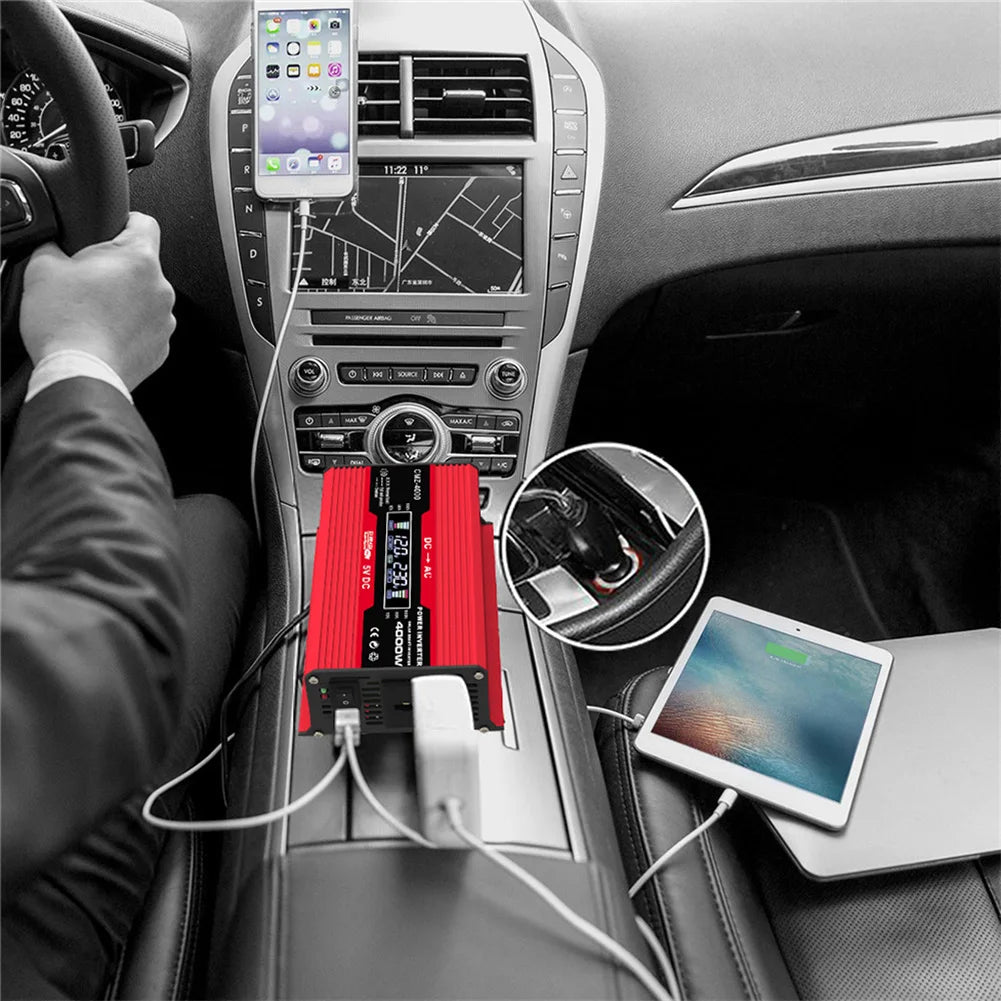 4000W Pure Sine Wave Inverter, Pure sine wave inverter for cars, homes, and outdoors, converting 12-60V DC to 110V or 220V AC.