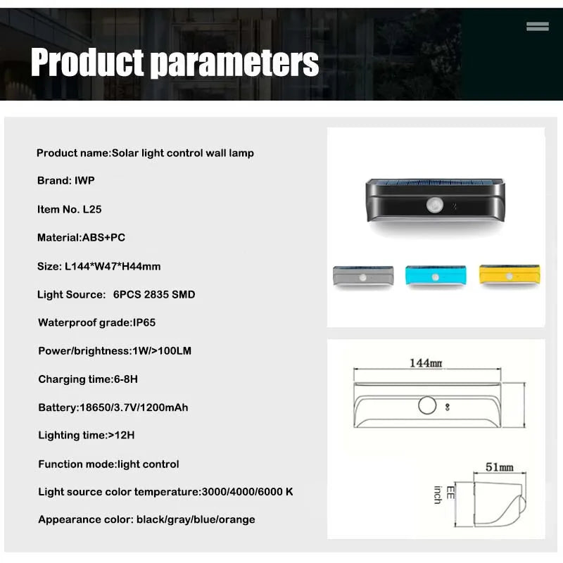 Solar Outdoor Light, Durable waterproof outdoor light with IP65 rating, ideal for stairs, patios, and porches.