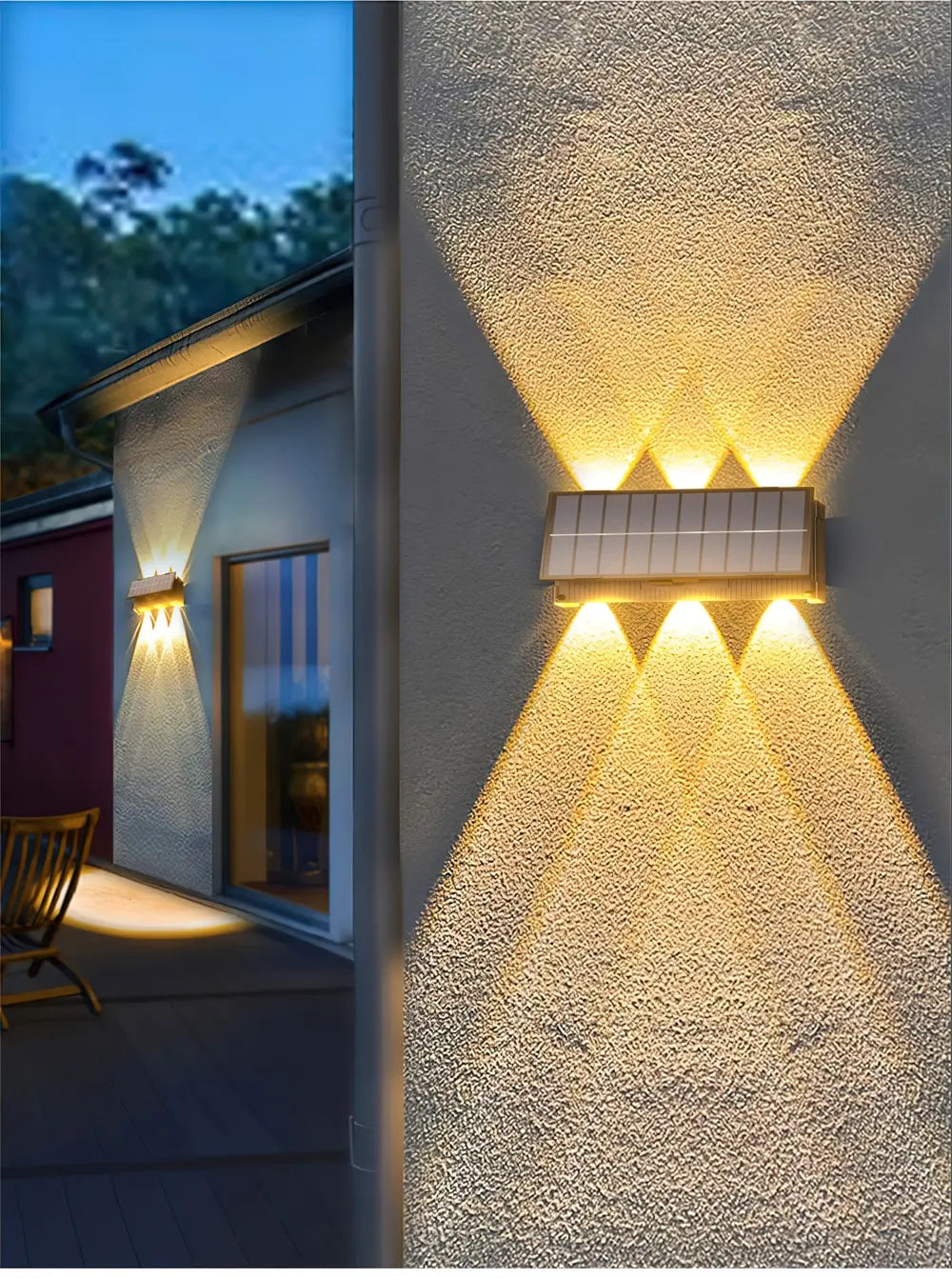 Solar LED Light, Solar-powered wall lamp with lithium battery, LED bulbs, and ABS+AS materials.