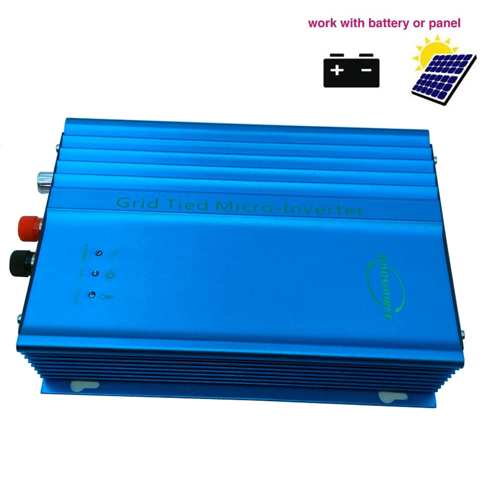 500W Grid Tie Inverter, Grid-tied micro-inverter with battery and solar panel compatibility for adjustable output power.