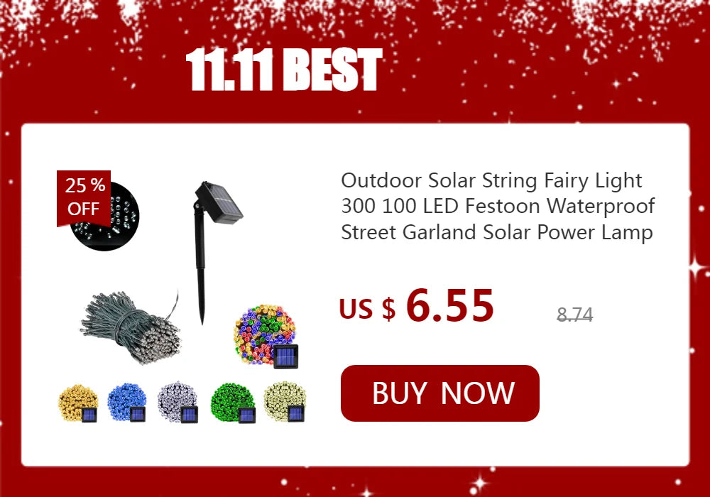 String lights with 300 LEDs, waterproof design, perfect for outdoor garden or street decoration.