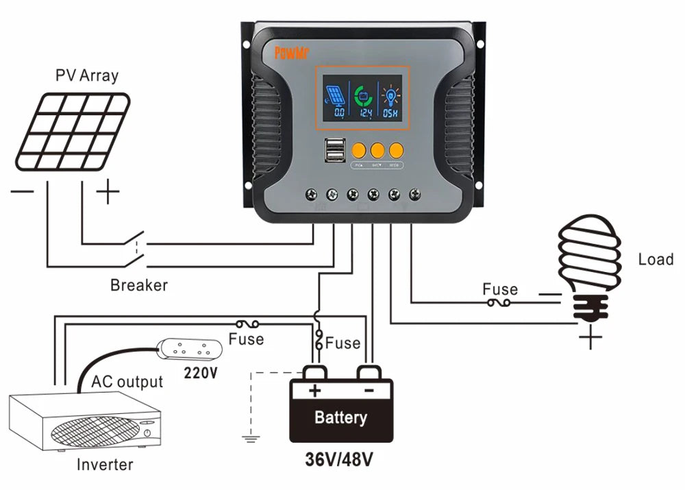 PWM 80A 60A 30A Solar Charger Controller, Solar charger controller for light and RV systems with PWM tech, adjustable charging time.