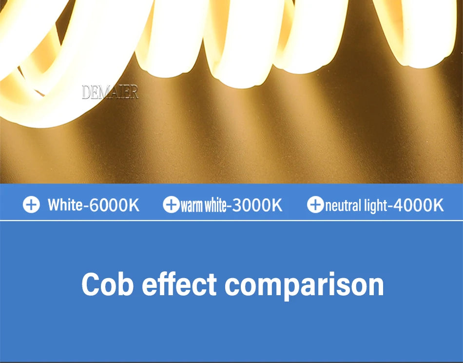 DEMER vs. COB: Compare DEMER's three color temperatures to COB's unique hues.