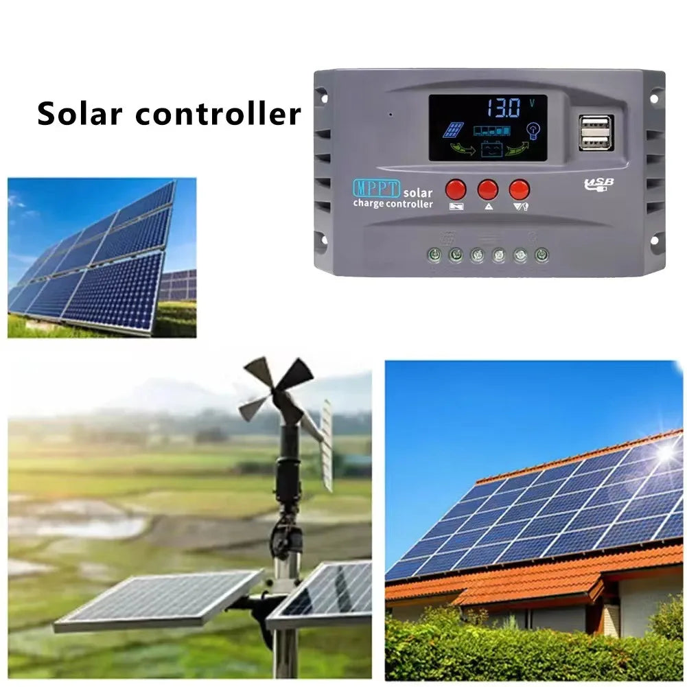 100A 12V24V MPPT Solar Charge Controller, MPPT solar charger for various battery types with color display.
