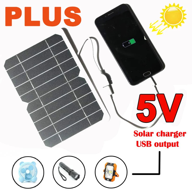 30W Portable Solar Panel, Includes a 5V USB output for charging small devices like phones.
