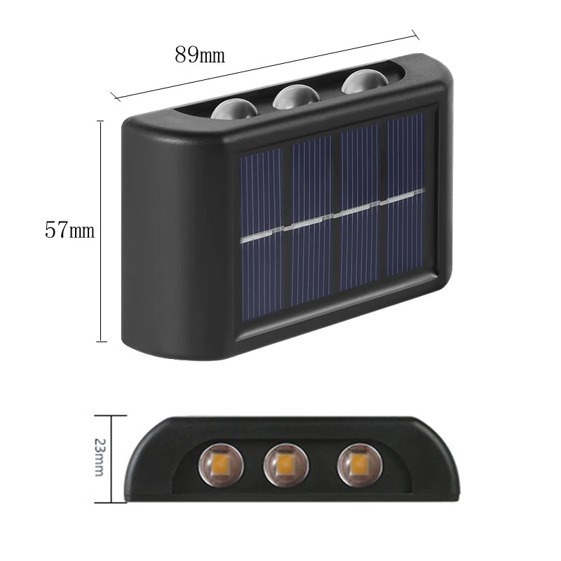 Waterproof solar lamp with adjustable lighting for outdoor use on gardens, stairs, or fences.