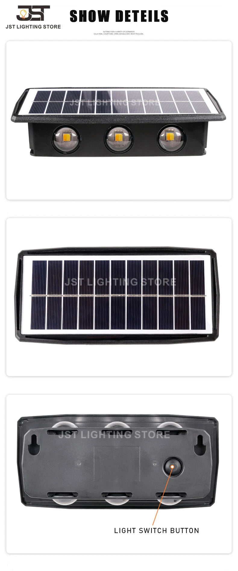 Solar LED Wall Light, Plug-and-play solar LED light requires no wiring, providing instant lighting.