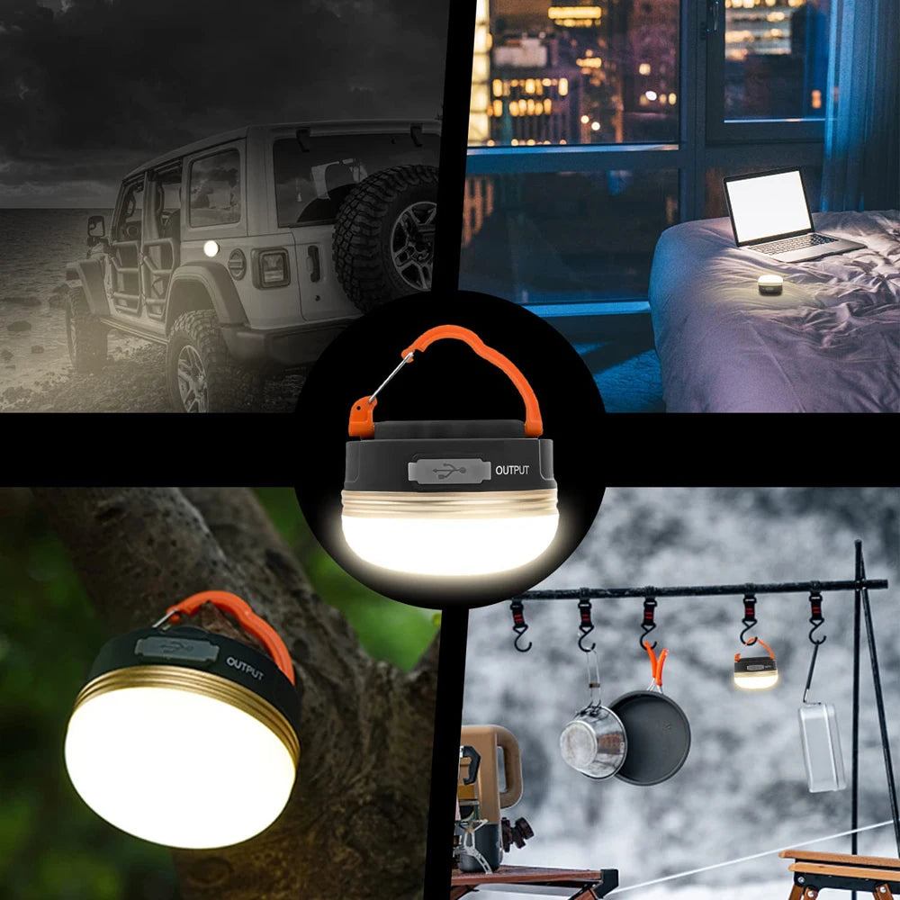 USB Rechargeable Portable Flashlight, Portable camping lantern with mini size and magnetic base for easy setup.