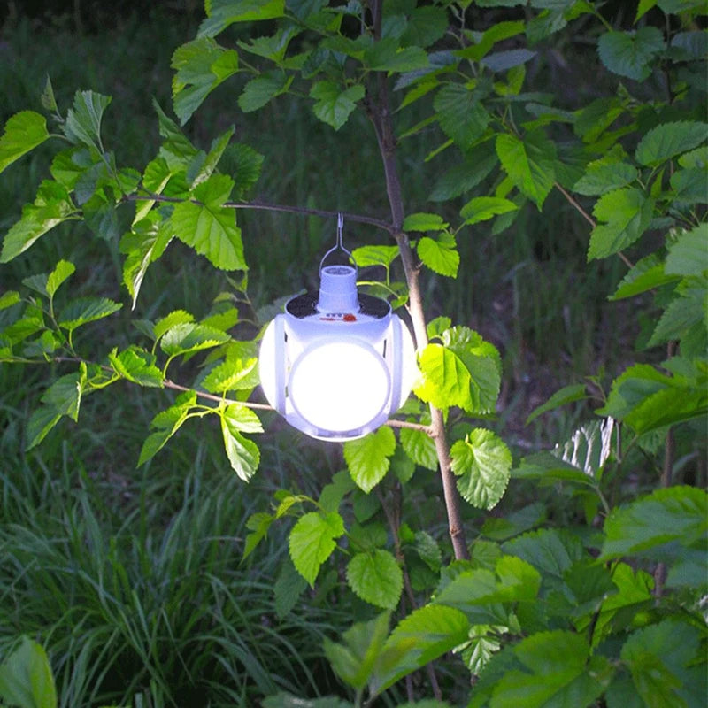 Waterproof solar light bulb with hook for outdoor use, perfect for gardens, courtyards, and emergency lighting.