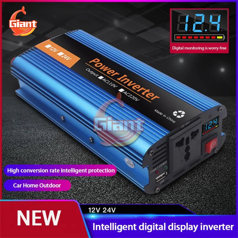 6000W Corrected Sine Wave Inverter, Inverter converts 12V/24V DC power to 220V AC for cars, homes, and outdoors.