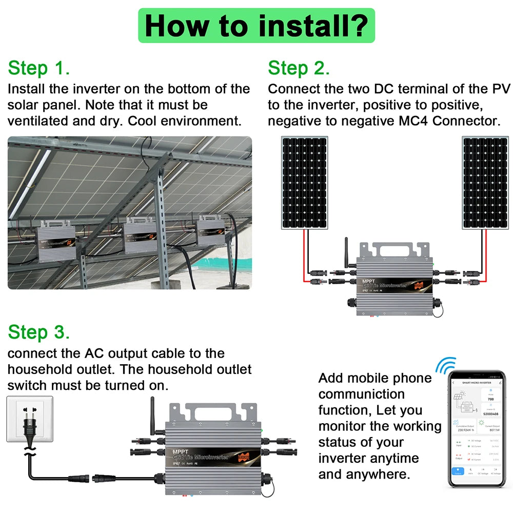 800W Grid Tie Micro Inverter