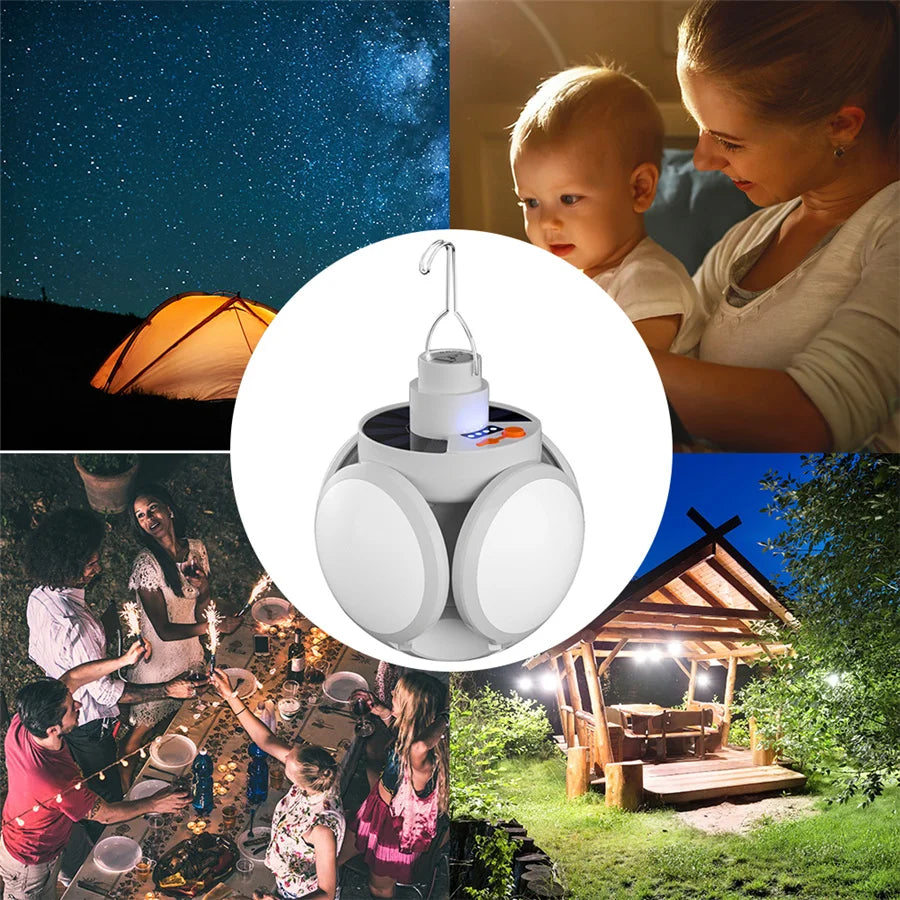Creative Foldable LED Portable Lantern USB Recharge Night Lights Outdoor Solar Emergency Camping Tent