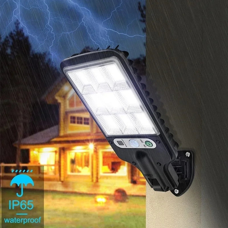 Solar Street Light, Smart remote control with energy-efficient lighting modes and motion-sensing technology.