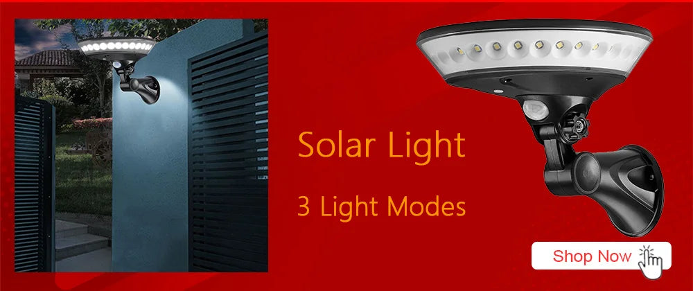 3sided 140LED PIR Motion Sensor Sunlight, Triple-Mode Solar Lamp with motion sensor and three lighting modes for outdoor use.