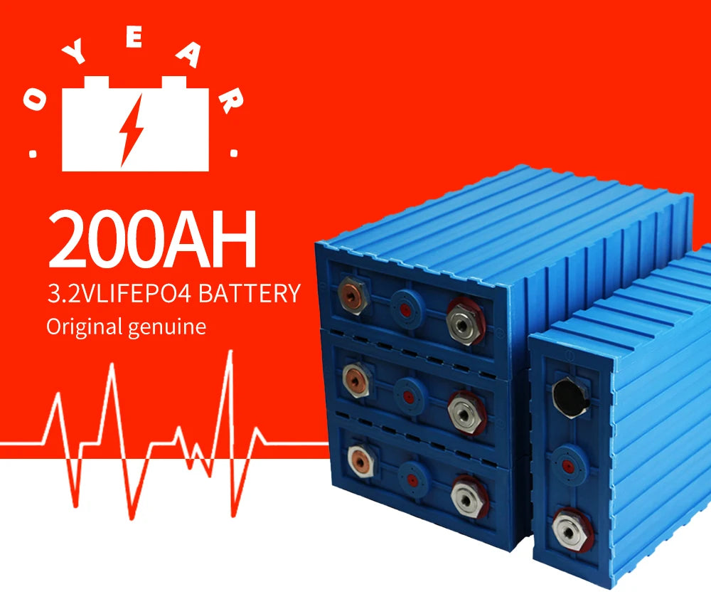 Original 200Ah 3.2V LiFePO4 Battery, Genuine E-A.