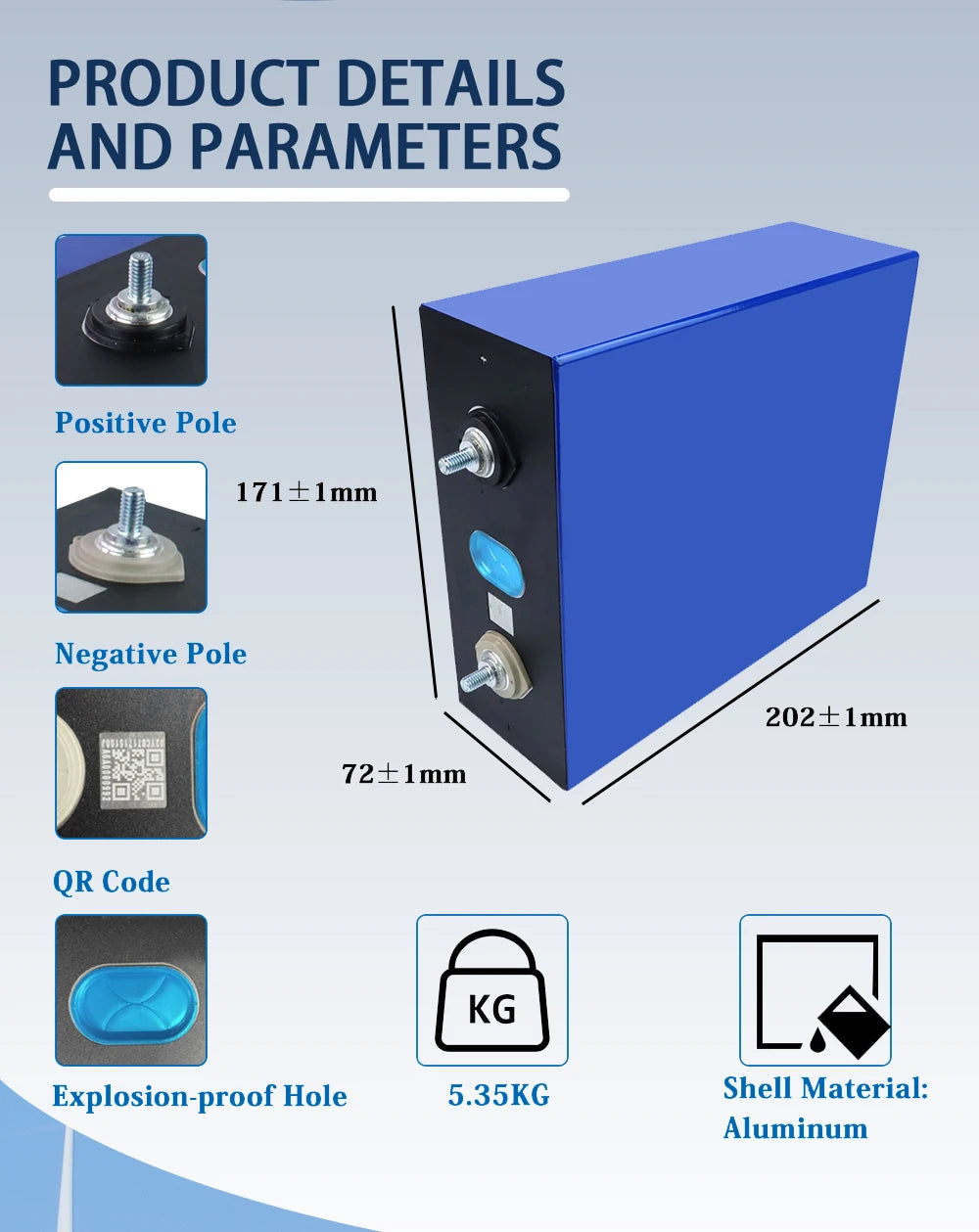 Tewaycell 280Ah Lifepo4 Rechargable Battery, Lithium Iron Phosphate battery details: 280Ah capacity, 3.2V voltage, and aluminum shell.