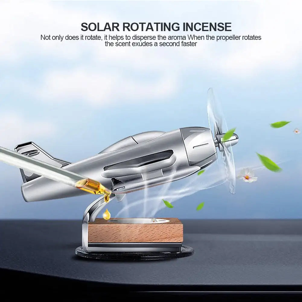 Creative Car Air Freshener Solar Power Toy, Solar-powered toy car with spinning propeller releases fragrance continuously.
