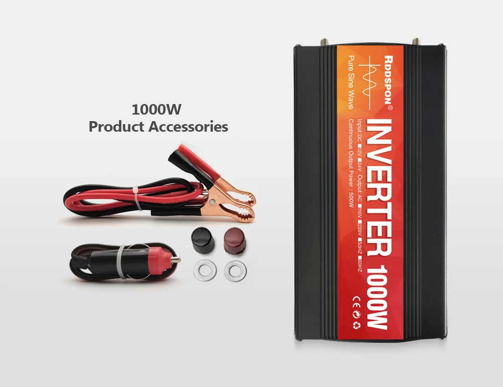 1000W-4000W Pure Sine Wave Inverter, Inverters: Connect to lead-acid batteries only; do not link to household circuits. Understand peak vs. actual power ratings.