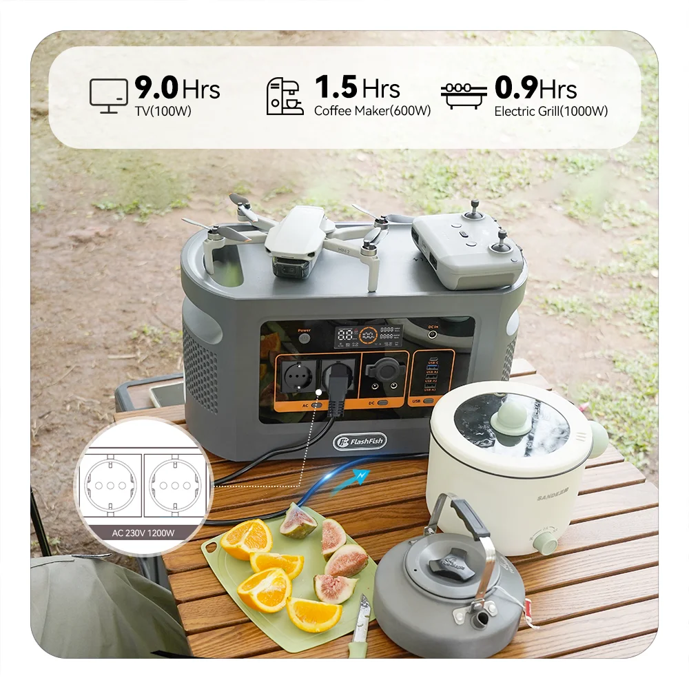 FF Flashfish QE02D, Power bank for multiple devices: phone, jug, flashlight, TV, coffee maker.