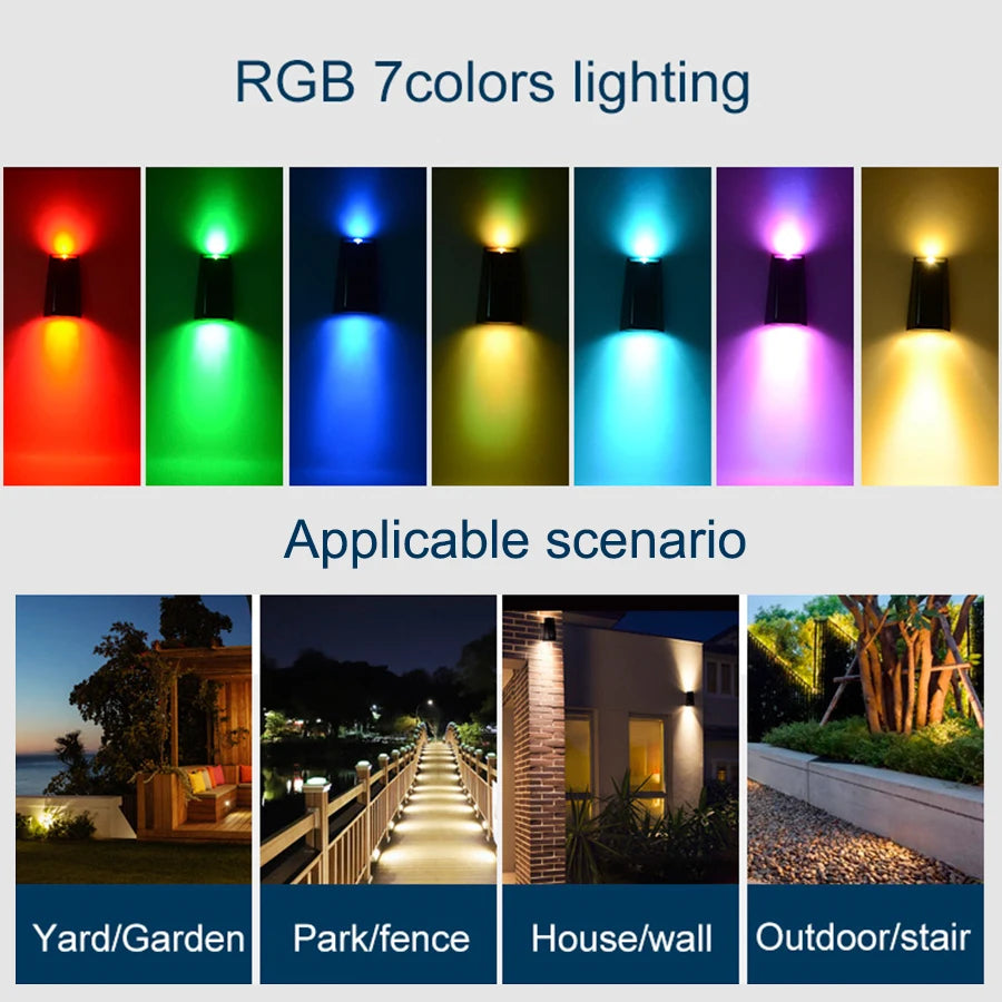 Decoration Solar Garden Light, RGB Solar Lights: Color-Changing Outdoor Lighting for Yard Pathways, Fences, Walls & Stairs.
