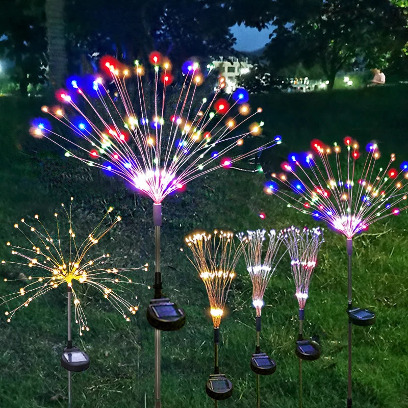 Solar Firework Light, Solar-powered fairy lights for outdoor decoration, waterproof and perfect for gardens, lawns, and landscaping.