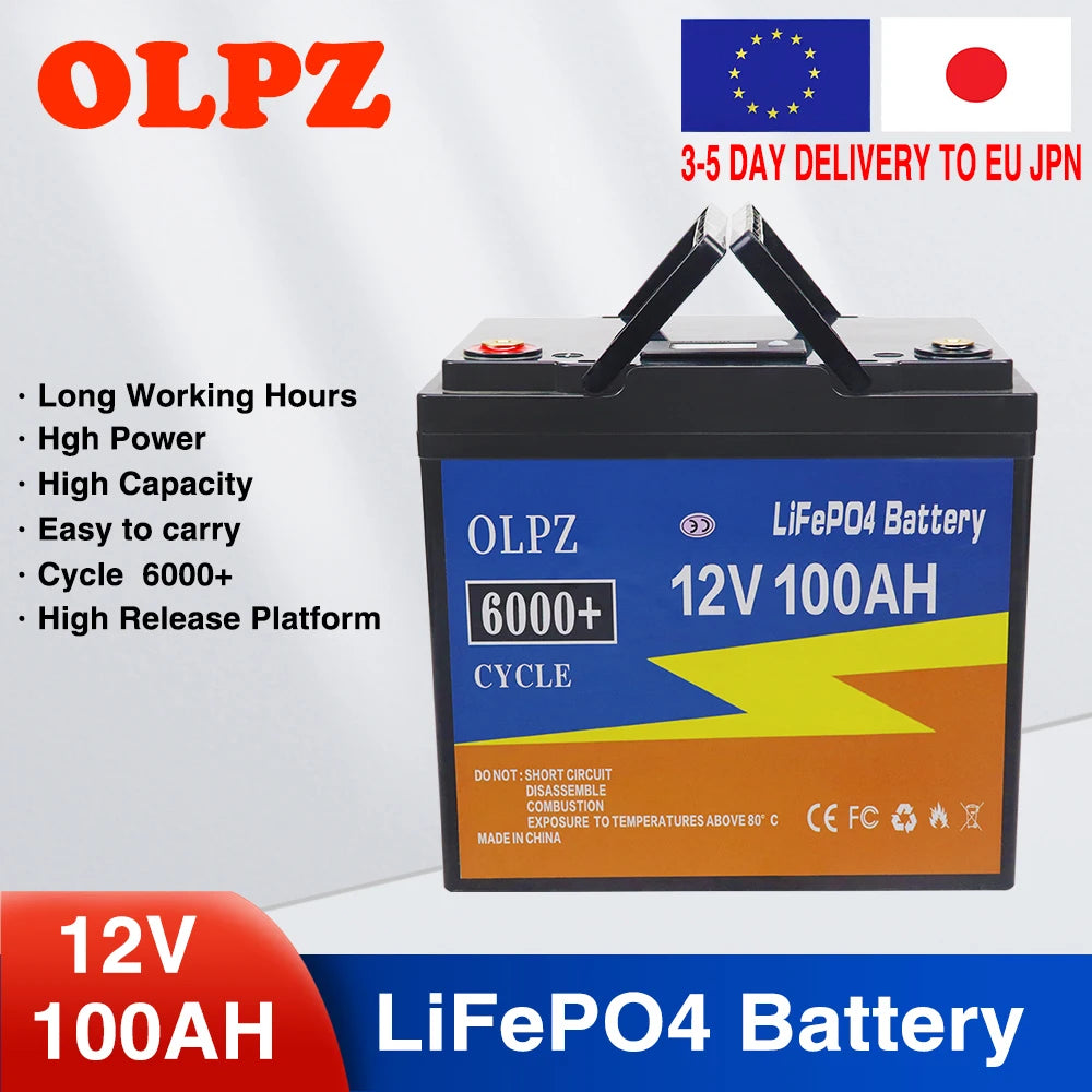 High-performance lithium iron phosphate battery for camping, golf carts, and solar storage.