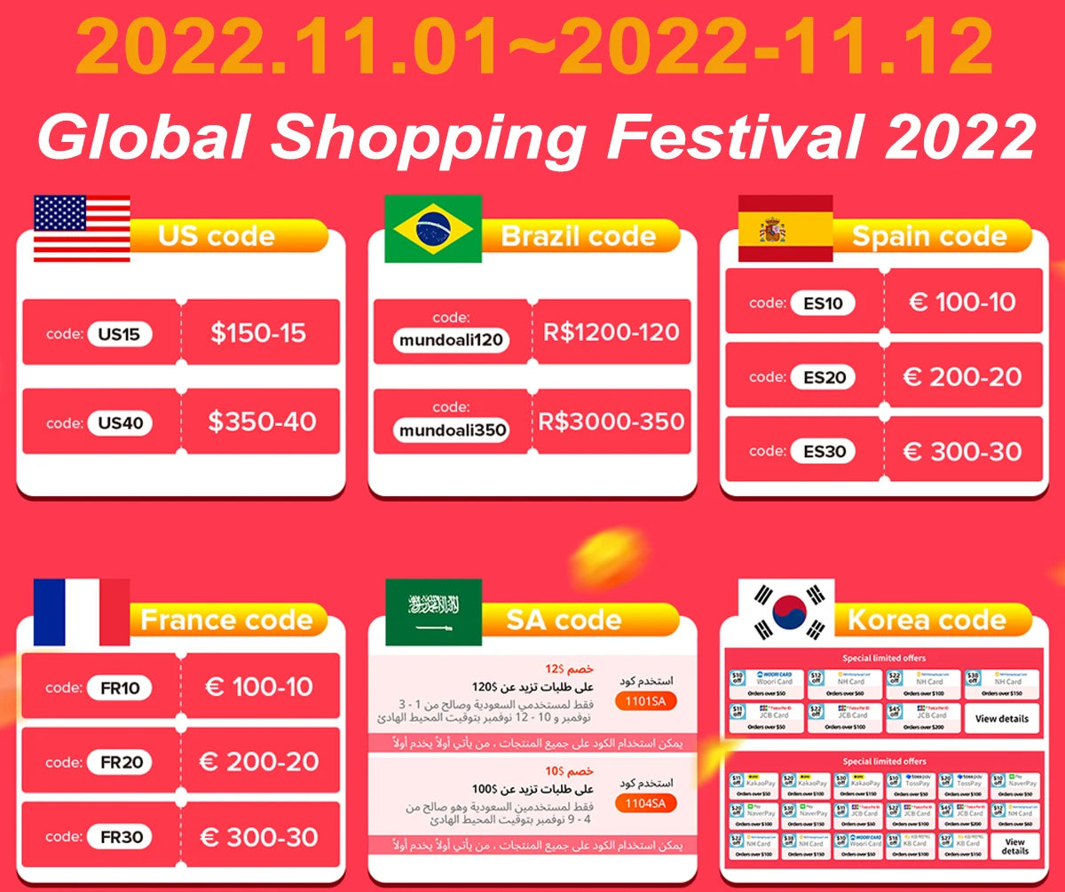 32m/22m/7m Solar Fairy Garden Light, Global Shopping Festival: Exclusive codes for select countries, Nov 1-12, 2022.