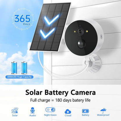 BESDER Q4 Solar Camera - Wireless Solar 4000mAh Rechargeable Battery Wifi CCTV Security Camera Outdoor Full HD 1080P Audio IP Camera With  Camera