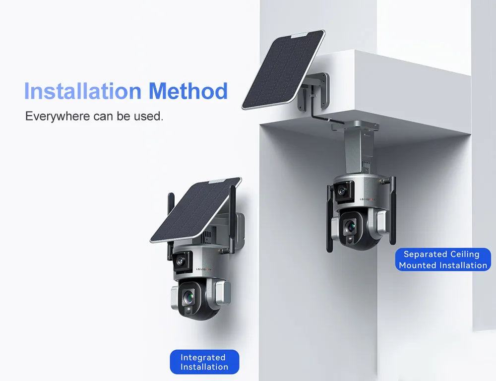LS VISION LS-MS1-10X Solar Camera, Easy installation: ceiling-mount, separate or integrated options available for flexible deployment anywhere.