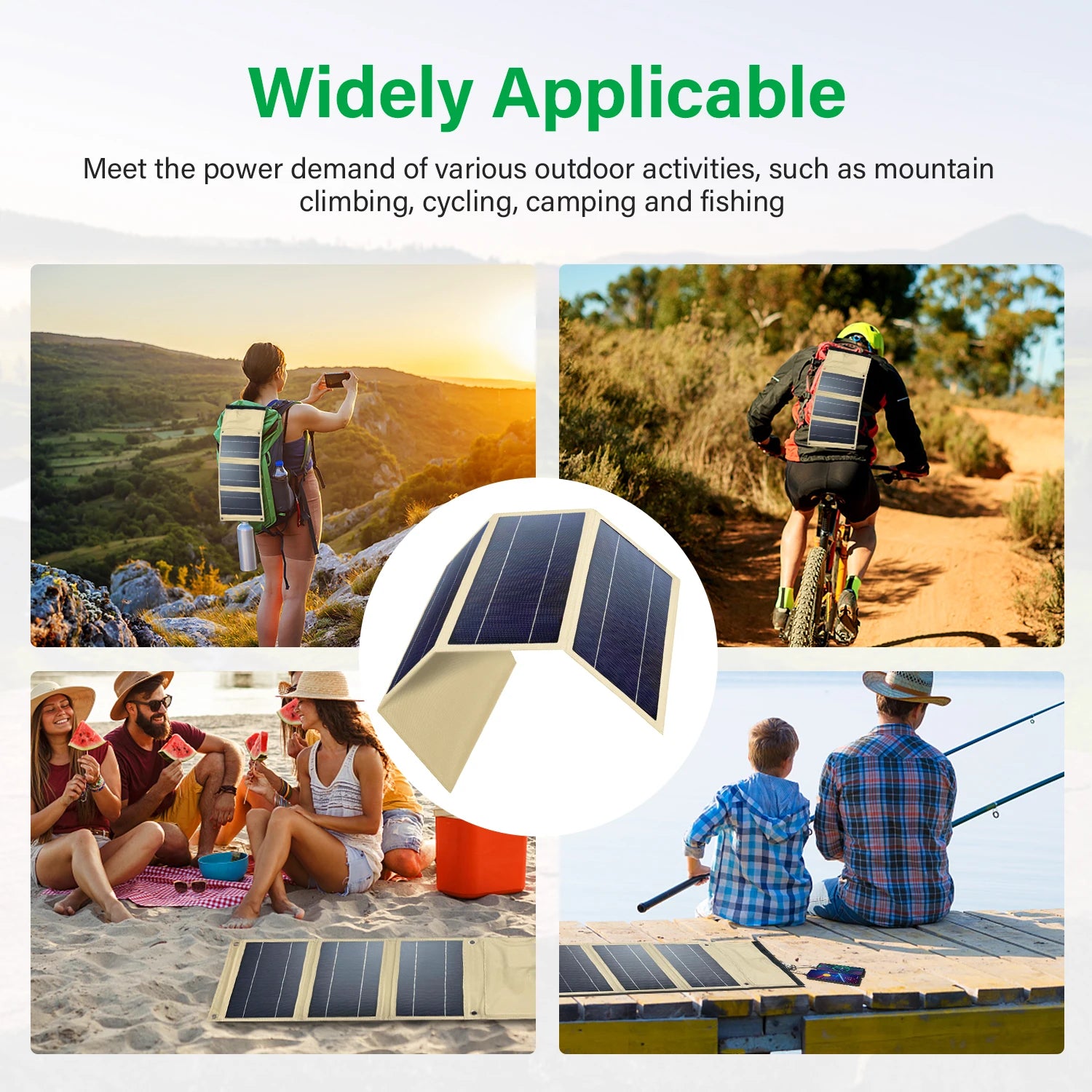 21W Solar Panel, Portable charger for outdoor adventures: hike, bike, camp, fish and stay powered.