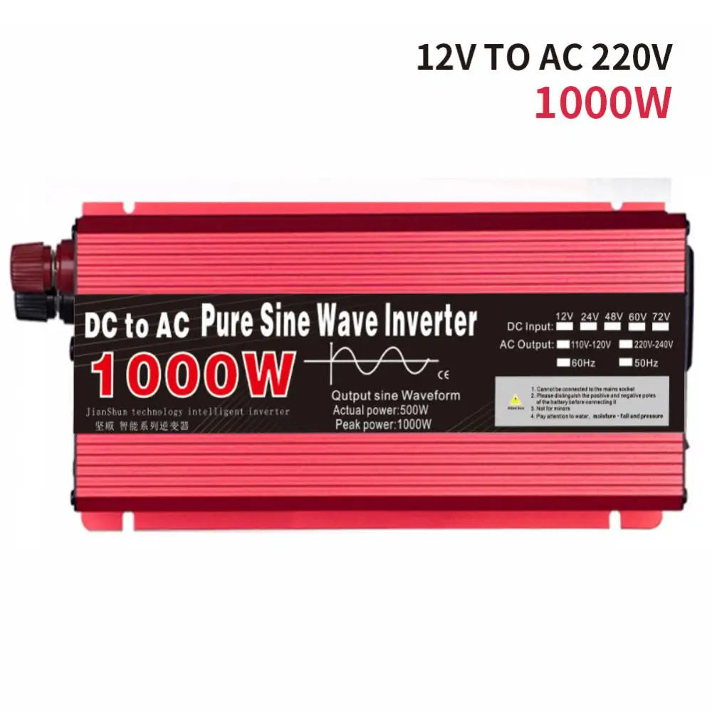 Universal Inverter: Converts DC power to AC power, 12V-42V input, 50/60Hz output, pure sine wave with LED display.