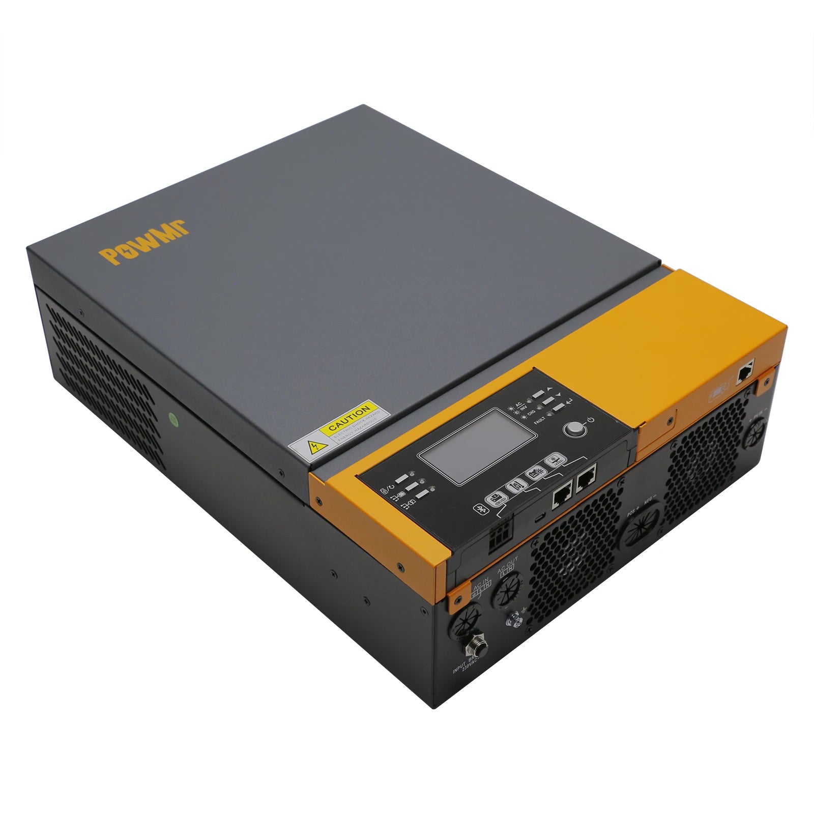 PowMr 5000W 3000W Hybrid Solar Inverter, Solar Inverter Specifications: POW-VM3K-III and POW-VM5K-III models, with details on input voltage, frequency, efficiency, and more.