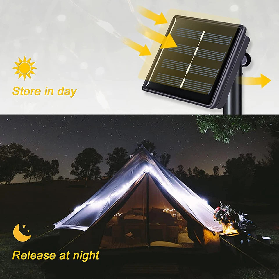 Solar String Fairy LED Light, Activate during the day for solar power storage, shine bright at night.