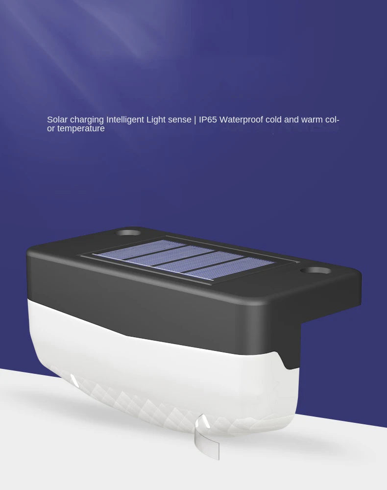 LED Solar Stair Light, Solar-powered LED light with smart sensors, waterproof, and adjustable warmth or cool tone.