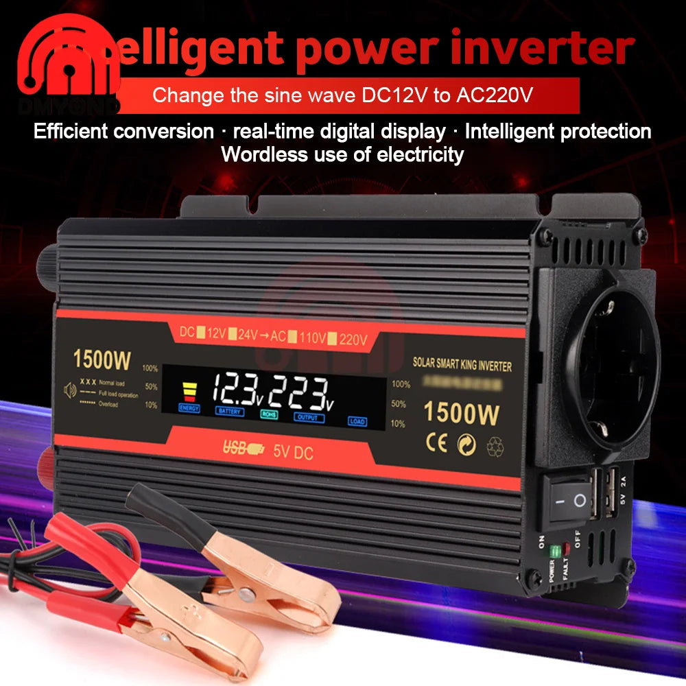 1500W/2000W/2600W Inverter, Power inverter converts DC power to AC power with digital display and protection features.