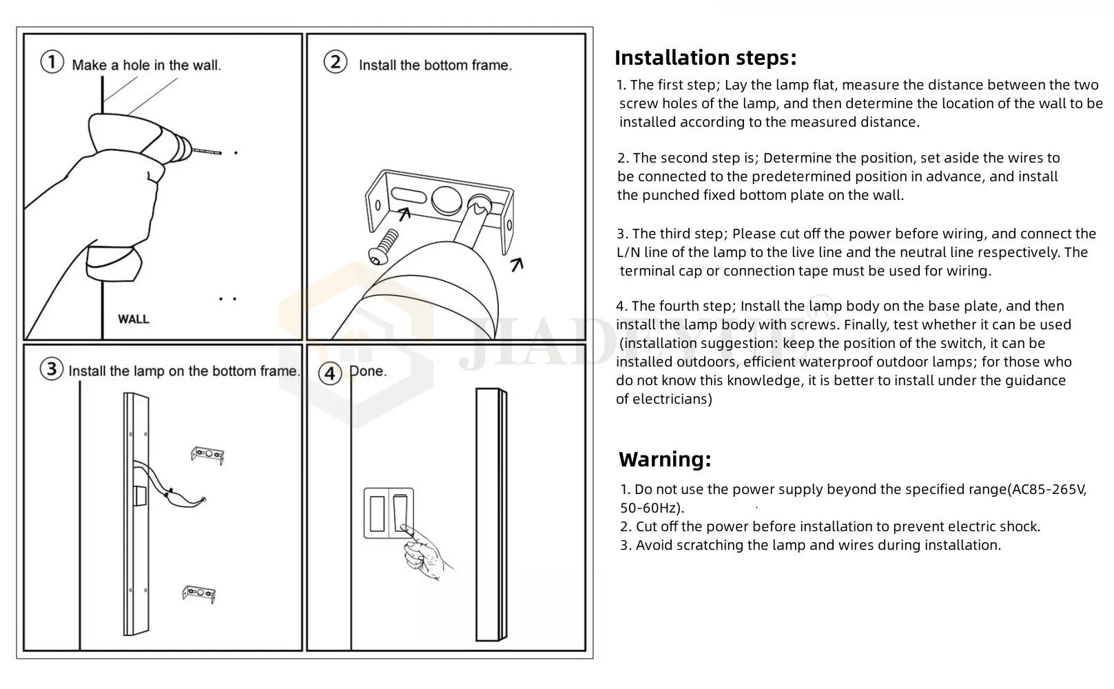Waterproof LED long wall light, Waterproof LED light perfect for outdoor use, suitable for gardens, balconies, bedrooms, and living rooms.