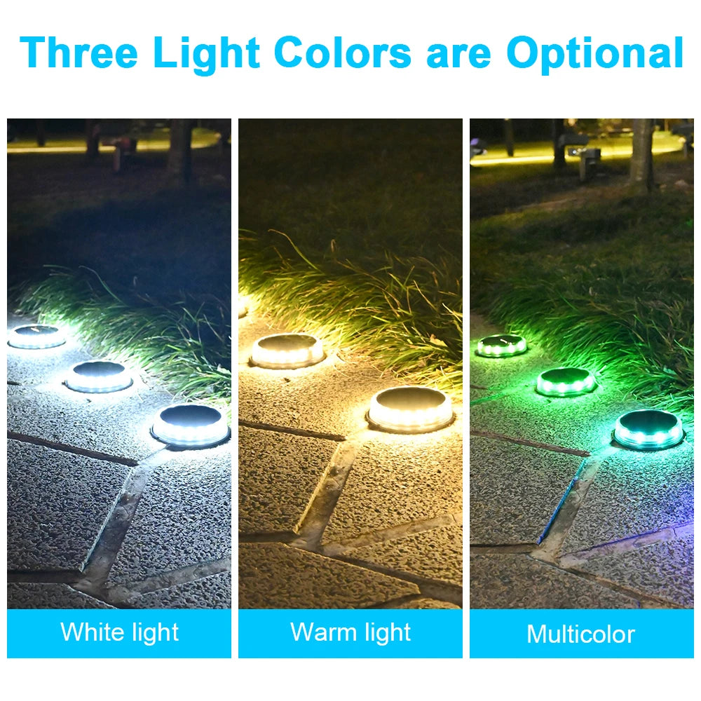 4Pack Solar Ground Light, Choose from three color options: white, warm, or multicolor for your solar ground lights.